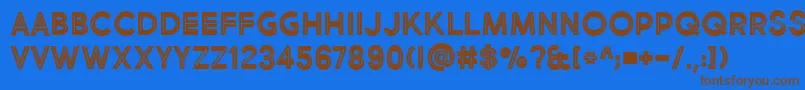 BmdMarketFreshInlineBoldAllCaps-fontti – ruskeat fontit sinisellä taustalla