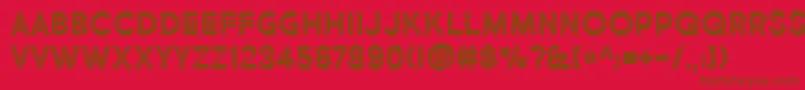 フォントBmdMarketFreshInlineBoldAllCaps – 赤い背景に茶色の文字
