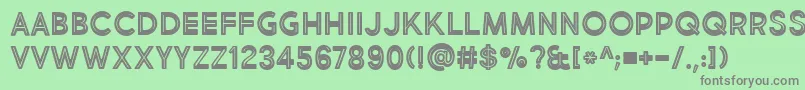 BmdMarketFreshInlineBoldAllCaps-fontti – harmaat kirjasimet vihreällä taustalla