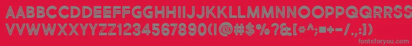 BmdMarketFreshInlineBoldAllCaps-fontti – harmaat kirjasimet punaisella taustalla