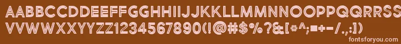 BmdMarketFreshInlineBoldAllCaps-fontti – vaaleanpunaiset fontit ruskealla taustalla