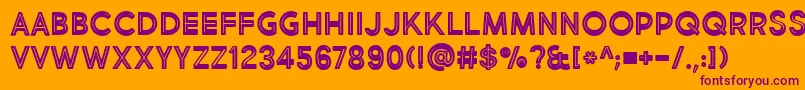 BmdMarketFreshInlineBoldAllCaps-fontti – violetit fontit oranssilla taustalla