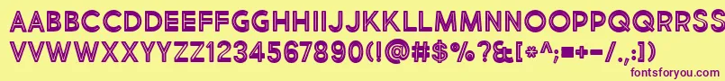 BmdMarketFreshInlineBoldAllCaps-fontti – violetit fontit keltaisella taustalla