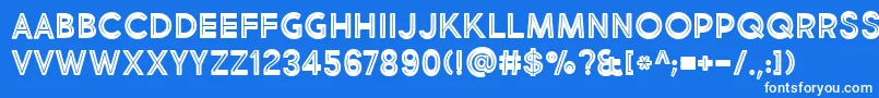 BmdMarketFreshInlineBoldAllCaps-fontti – valkoiset fontit sinisellä taustalla