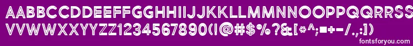 BmdMarketFreshInlineBoldAllCaps-fontti – valkoiset fontit violetilla taustalla