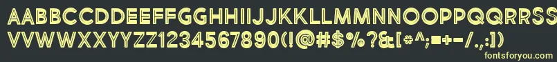 BmdMarketFreshInlineBoldAllCaps-fontti – keltaiset fontit mustalla taustalla