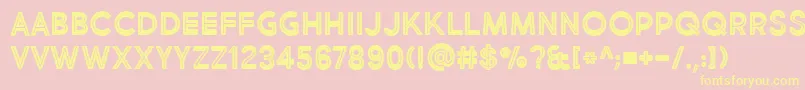 BmdMarketFreshInlineBoldAllCaps-fontti – keltaiset fontit vaaleanpunaisella taustalla