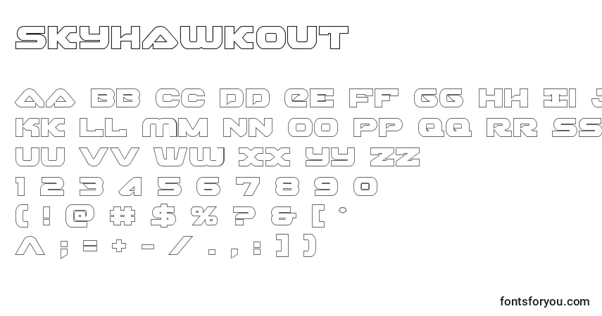Czcionka Skyhawkout – alfabet, cyfry, specjalne znaki
