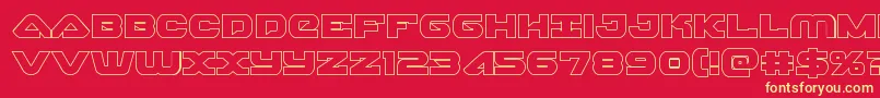 Fonte Skyhawkout – fontes amarelas em um fundo vermelho