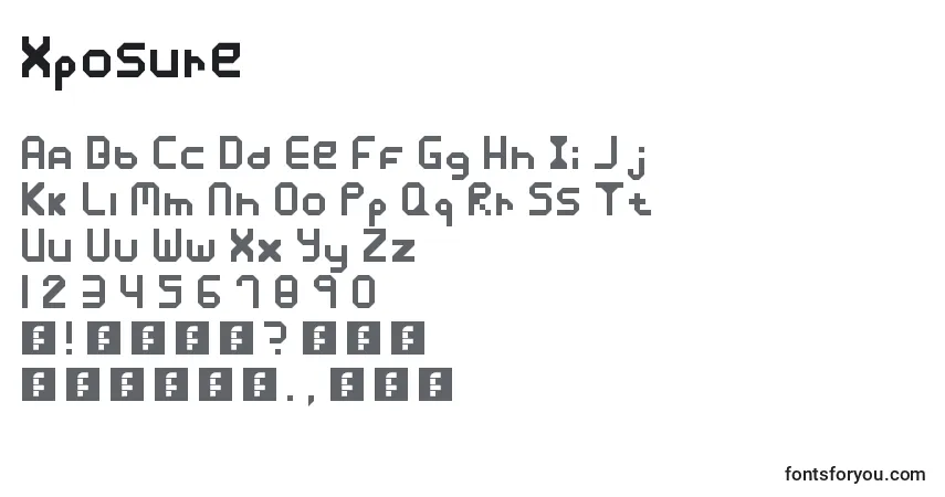 A fonte Xposure – alfabeto, números, caracteres especiais