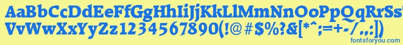 フォントRaleighserialHeavyRegular – 青い文字が黄色の背景にあります。