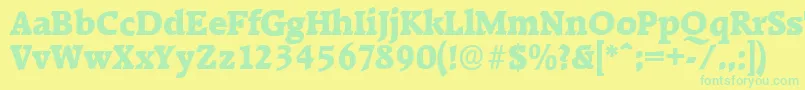 フォントRaleighserialHeavyRegular – 黄色い背景に緑の文字