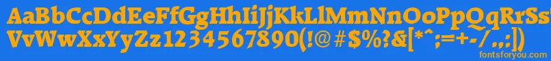 フォントRaleighserialHeavyRegular – オレンジ色の文字が青い背景にあります。