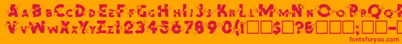 Blast-Schriftart – Rote Schriften auf orangefarbenem Hintergrund