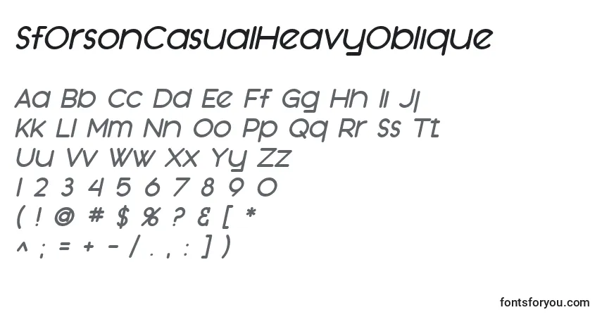 SfOrsonCasualHeavyObliqueフォント–アルファベット、数字、特殊文字