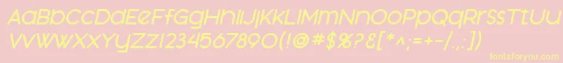 SfOrsonCasualHeavyOblique-Schriftart – Gelbe Schriften auf rosa Hintergrund