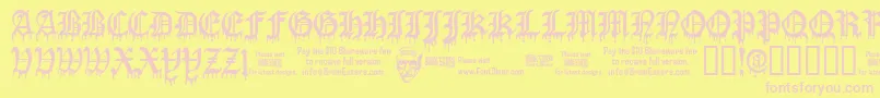 Blooods Font – Pink Fonts on Yellow Background