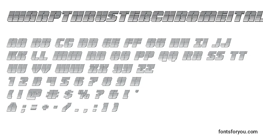 Warpthrusterchromeitalフォント–アルファベット、数字、特殊文字