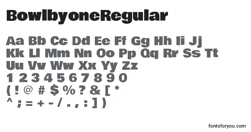 Czcionka BowlbyoneRegular – alfabet, cyfry, specjalne znaki