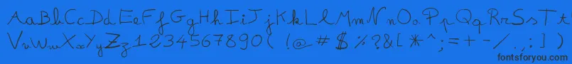 FredoManuscrite Font – Black Fonts on Blue Background