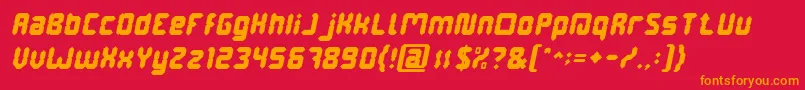 DigitalGothicItalic-Schriftart – Orangefarbene Schriften auf rotem Hintergrund