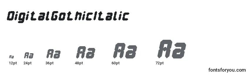 Размеры шрифта DigitalGothicItalic