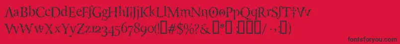 フォントLuciferysPensionRomanHmtTt – 赤い背景に黒い文字