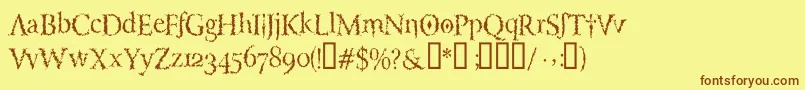 LuciferysPensionRomanHmtTt Font – Brown Fonts on Yellow Background