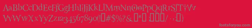 LuciferysPensionRomanHmtTt-Schriftart – Graue Schriften auf rotem Hintergrund