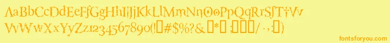 LuciferysPensionRomanHmtTt Font – Orange Fonts on Yellow Background