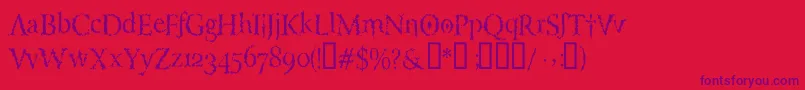 フォントLuciferysPensionRomanHmtTt – 赤い背景に紫のフォント