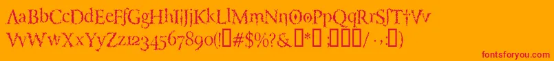 フォントLuciferysPensionRomanHmtTt – オレンジの背景に赤い文字