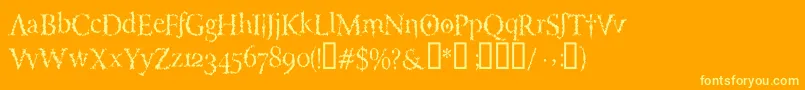 LuciferysPensionRomanHmtTt Font – Yellow Fonts on Orange Background
