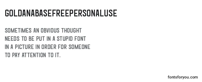 Review of the GoldanaBaseFreePersonalUse Font