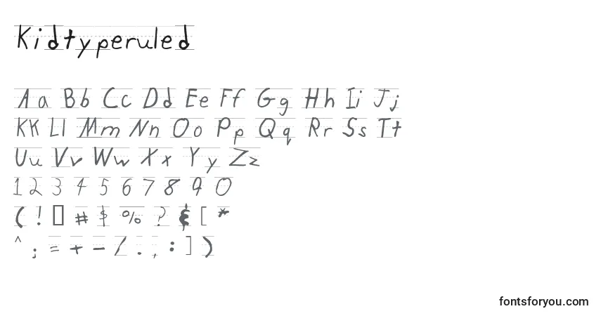 Schriftart Kidtyperuled – Alphabet, Zahlen, spezielle Symbole