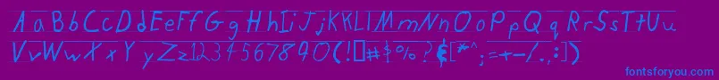 フォントKidtyperuled – 紫色の背景に青い文字