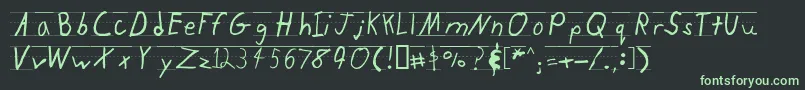 フォントKidtyperuled – 黒い背景に緑の文字