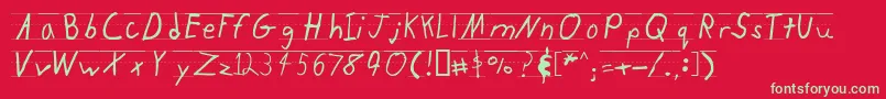 フォントKidtyperuled – 赤い背景に緑の文字