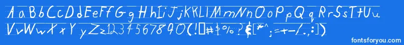 フォントKidtyperuled – 青い背景に白い文字