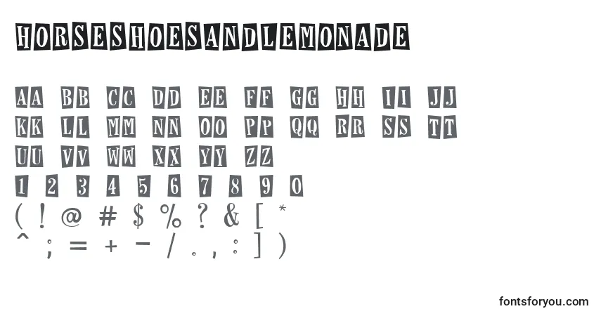 A fonte HorseshoesAndLemonade – alfabeto, números, caracteres especiais