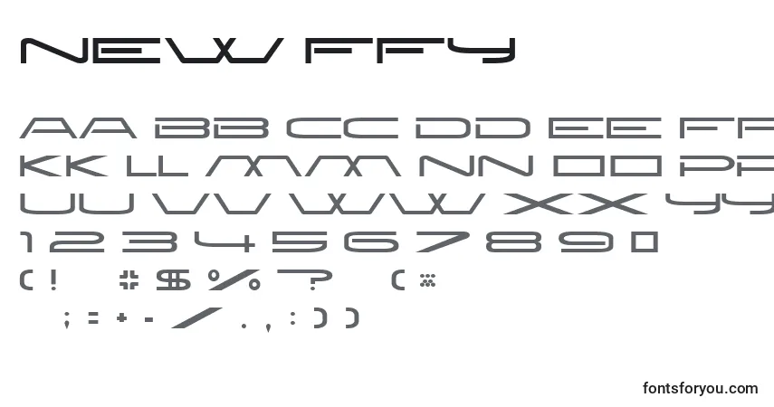 Schriftart New ffy – Alphabet, Zahlen, spezielle Symbole