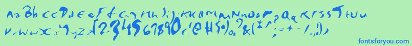 EnyaPlain-Schriftart – Blaue Schriften auf grünem Hintergrund