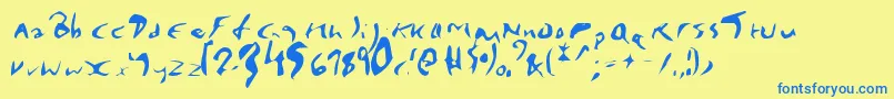 EnyaPlain-Schriftart – Blaue Schriften auf gelbem Hintergrund