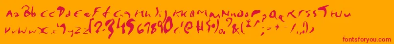 Więcej informacji o czcionce EnyaPlain Czcionka EnyaPlain – czerwone czcionki na pomarańczowym tle