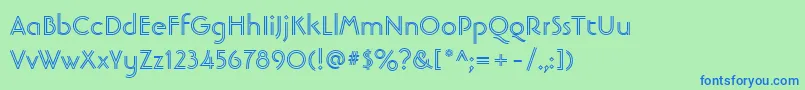 LinotypebanjomanopenBold-Schriftart – Blaue Schriften auf grünem Hintergrund