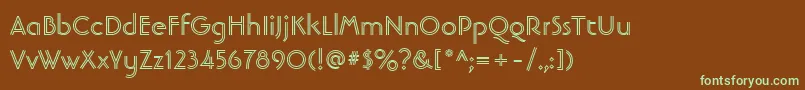 LinotypebanjomanopenBold-Schriftart – Grüne Schriften auf braunem Hintergrund