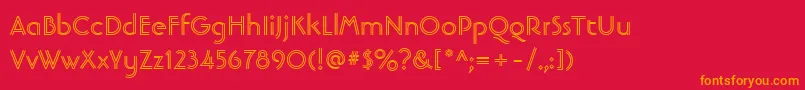 フォントLinotypebanjomanopenBold – 赤い背景にオレンジの文字