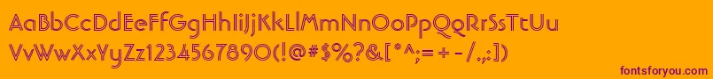 Więcej informacji o czcionce LinotypebanjomanopenBold Czcionka LinotypebanjomanopenBold – fioletowe czcionki na pomarańczowym tle