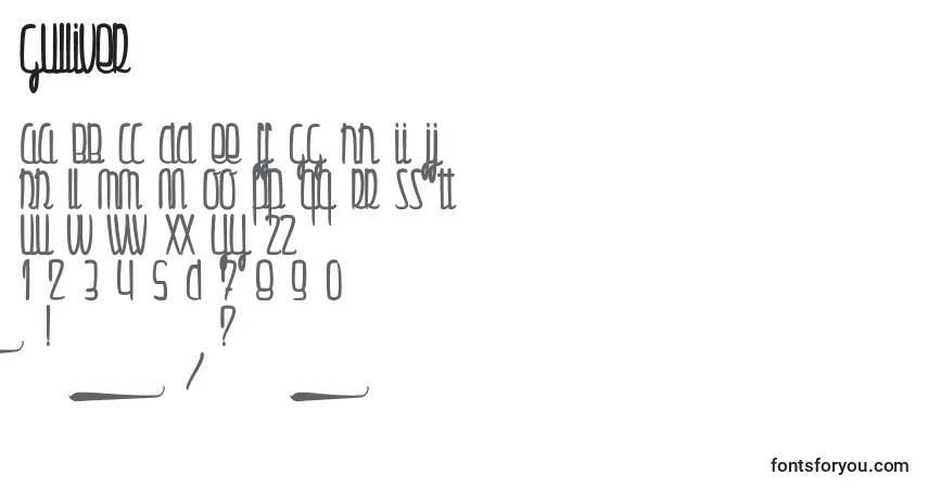 Gulliver-fontti – aakkoset, numerot, erikoismerkit