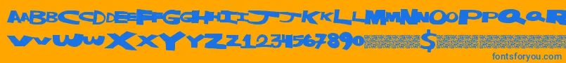 Masterstrike Font – Blue Fonts on Orange Background